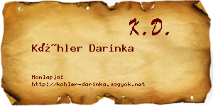 Köhler Darinka névjegykártya